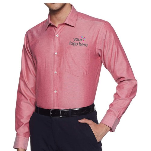 Men's Economy Long Sleeve Office Shirt Light Red