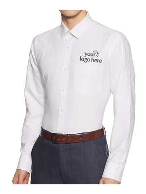 Classic White Embroidered Office Shirt Classic White Embroidered Office Shirt