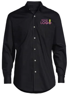 Black Curve Hem Shirt with Custom Logo Embroidery