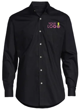 Black Curve Hem Shirt with Custom Logo Embroidery
