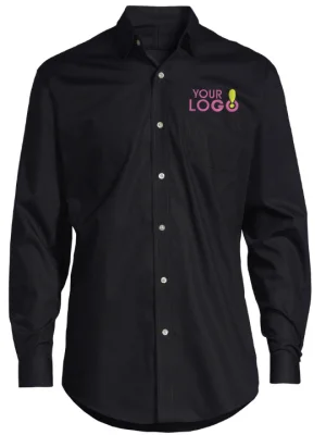 Black Curve Hem Shirt with Custom Logo Embroidery