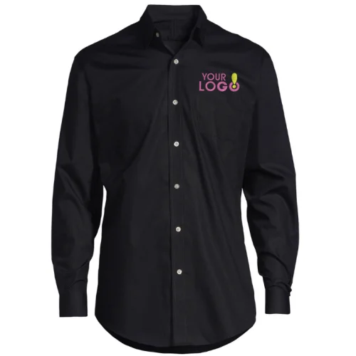 Black Curve Hem Shirt with Custom Logo Embroidery