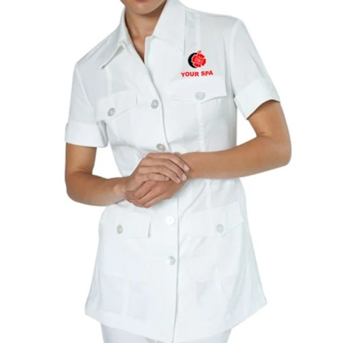 Nova White Spa Button Tunic