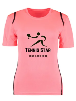 Women's Customized Sports Pink T-Shirt