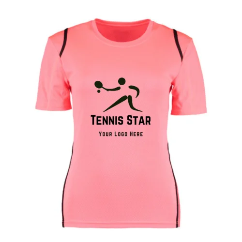 Women's Customized Sports Pink T-Shirt