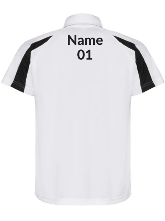 Unisex Polo Shoulder Striped Customized Sports T-Shirt White