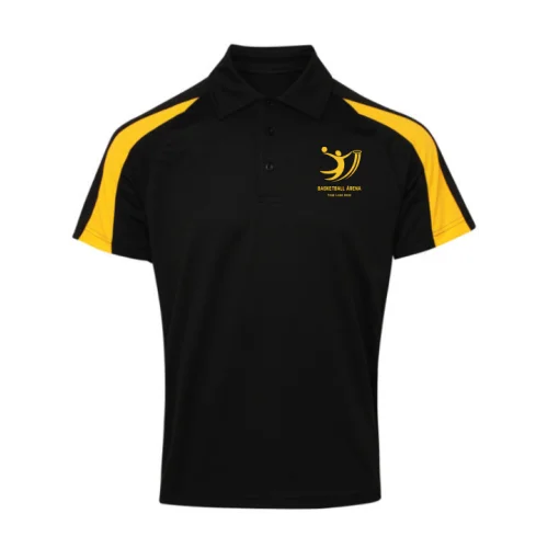 Unisex Polo Shoulder Striped Customized Sports T-Shirt Black