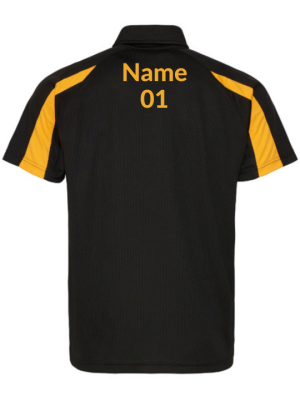 Unisex Polo Shoulder Striped Customized Sports T-Shirt Black