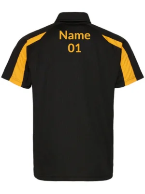 Unisex Polo Shoulder Striped Customized Sports T-Shirt Black