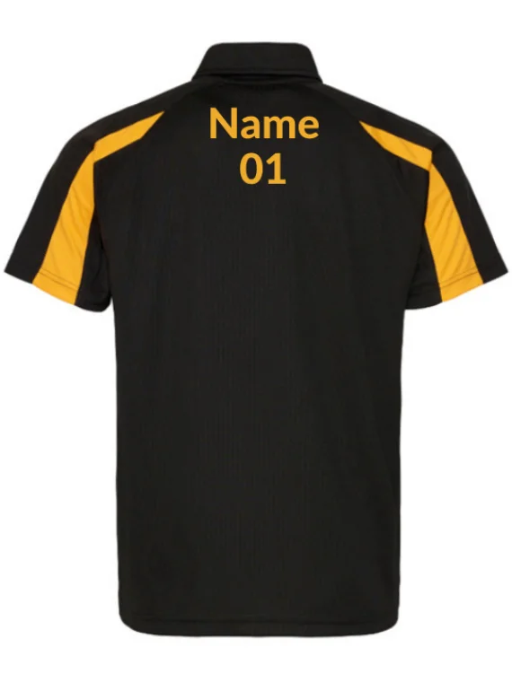 Unisex Polo Shoulder Striped Customized Sports T-Shirt Black