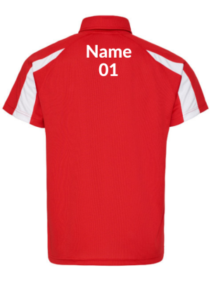 Unisex Polo Shoulder Striped Customized Sports T-Shirt Red