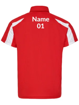 Unisex Polo Shoulder Striped Customized Sports T-Shirt Red