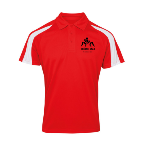 Unisex Polo Shoulder Striped Customized Sports T-Shirt Red