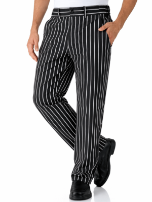 Pro Stripe Black & White Workwear Chef Trousers 