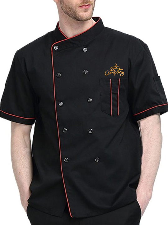 Personalized Chef Jacket & Hat Set - Custom Embroidered Name Short Sleeve Chef Coat Uniform