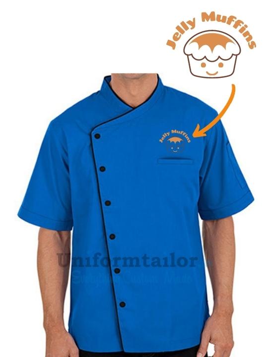 Personalized Men's Chef Coat - Short Sleeve, Embroidered With Your Text
