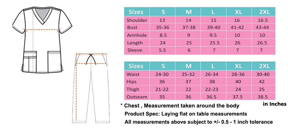 Scrub Suit Size Chart